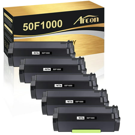 Arcon 5-Pack Compatible for Lexmark 50F1000 Toner for Lexmark MS310d MS310dn MS312dn MS610dn MS510dn (Black) Arcon Compatible Toner Cartridges & Printer Ink offer great printing quality and reliable performance for professional printing. It keeps low printing cost while maintaining high productivity. Product Specification: Brand: Arcon Compatible Toner Cartridge Replacement for: Lexmark 50F1000 501 Compatible Toner Cartridge Replacement for Printer: Lexmark MS310d/MS310dn/MS312dn/MS315dn Lexmark MS410d/MS410dn/MS415dn Lexmark MS510dn Lexmark MS610de/MS610dn/MS610dte/MS610dtn Lexmark MX310dn/MX410de/MX510de Lexmark MX511de/MX511dhe/MX511dte Lexmark MX610de/MX611de/MX611dfe/MX611dte/MX611dhe Pack of Items: 5-Pack Ink Color: 5 * Black Page Yield (based upon a 5% coverage of A4 paper): 5*1500 Pages Cartridge Approx.Weight : 4.52 Pounds Cartridge Dimensions (Per Pack): 12.99 x 4.53 x 5.31 Inches Package Including: 5-Pack Toner Cartridge