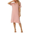 thumbnail image 2 of INSPIRE CHIC Women's Casual Short Sleeve T-shirt Dress Nightshirt Nightgown Basic Sleepwear Midi Shirtdress L Pink, 2 of 6