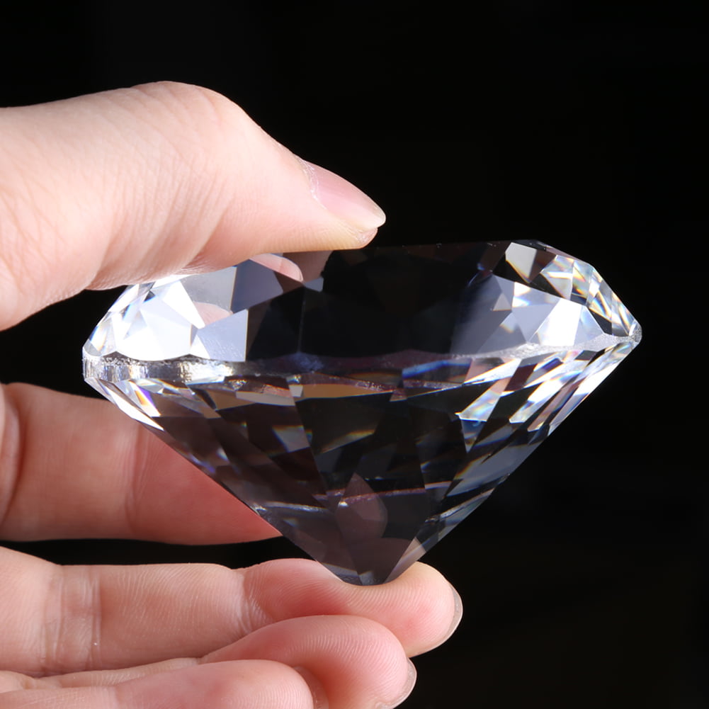 Crystal Clear Giant Glass Diamond Paperweight Faceted Cut Jewelry Craft 30-100MM 
