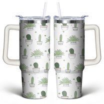 Cactus 30 Oz Tumbler with Handle Lid and Straw, Stainless Steel Double Walled Vacuum Insulated Cup, Cute Anniversary Wedding Birthday Gifts Tumbler for Women Men Friends Outdoor Indoor