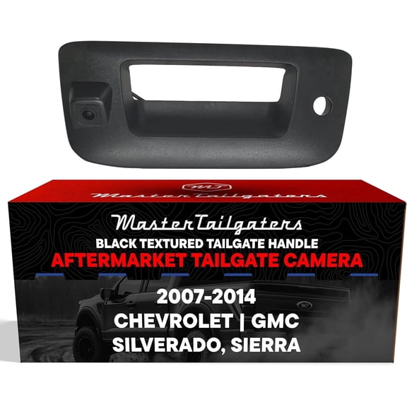 Master Tailgaters Black Tailgate Handle with Backup Camera Replacement for Chevrolet Silverado / GMC Sierra (2007-2014) | IP68 Waterproof | Parking Grid Lines Available | Easy to Install