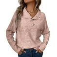 thumbnail image 2 of Ladies' Casual Stand Up Collar Knitted Sweater Solid Color Button Casual Loose Sweater for Fall Winter Easy Wear,Pink,L, 2 of 5