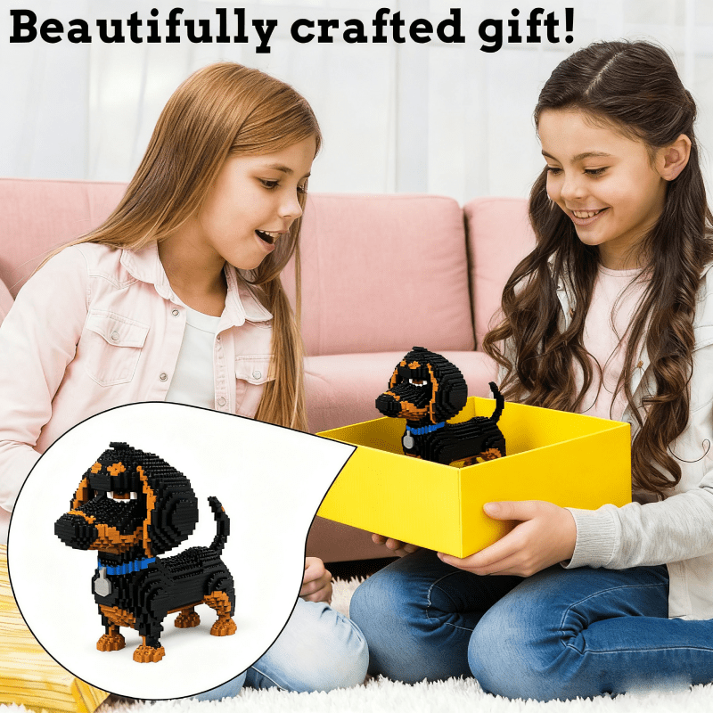 Dachshund Dog Building Blocks Set, 3D Dachshund Dog Puzzle, Mini Block Gift Kit Animal Building Blocks Toys, Educational and Entertainment Toys for Dog Lovers