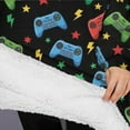 thumbnail image 3 of Oversized Wearable Blanket Hoodie,Colorful Controllers Games Icons Black Pattern Sherpa Blanket Hoodie with Super Pockets,Super Warm Fuzzy Pullover for Women & Men, 3 of 6