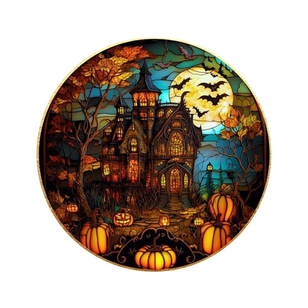 Etiqueta engomada de cristal de ventana espeluznante de Halloween Suministros decorativos para fiestas navideñas (calabaza)