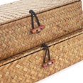 thumbnail image 4 of Juego de 2 cubos de almacenamiento DOKOT Flat Seagrass con tapa (S+L), color marrón, 4 of 7
