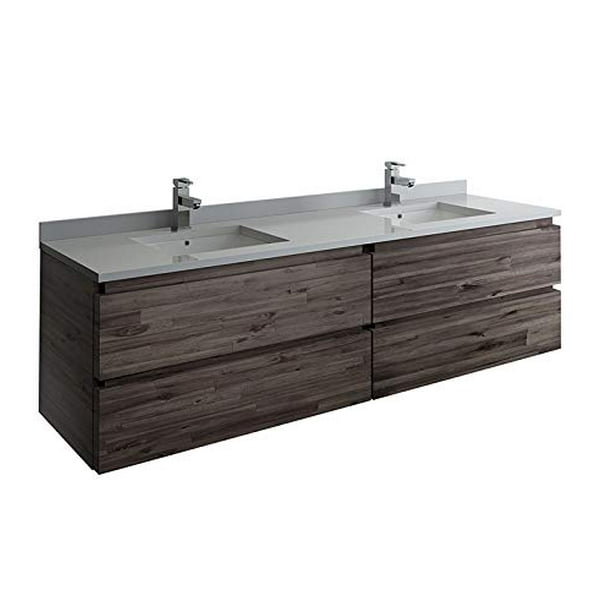 Formosa 72" Wall Hung Double Sink Modern Bathroom with Top