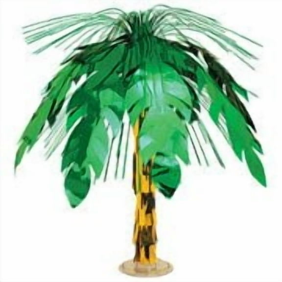 Beistle Tropical Luau Palm Tree 18" Cascading Centerpiece, Green Gold