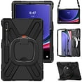 thumbnail image 2 of For Samsung Galaxy Tab S10 Plus/S9+/S9 FE+ Plus 12.4 inch Case, 360 Rotatable Handle Stand, Shoulder Strap, Drop-Proof Design, Black, 2 of 7