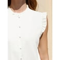 thumbnail image 4 of DARING DIVA Women's Sleeveless Ruffled Button Down Blouse XL White, 4 of 6