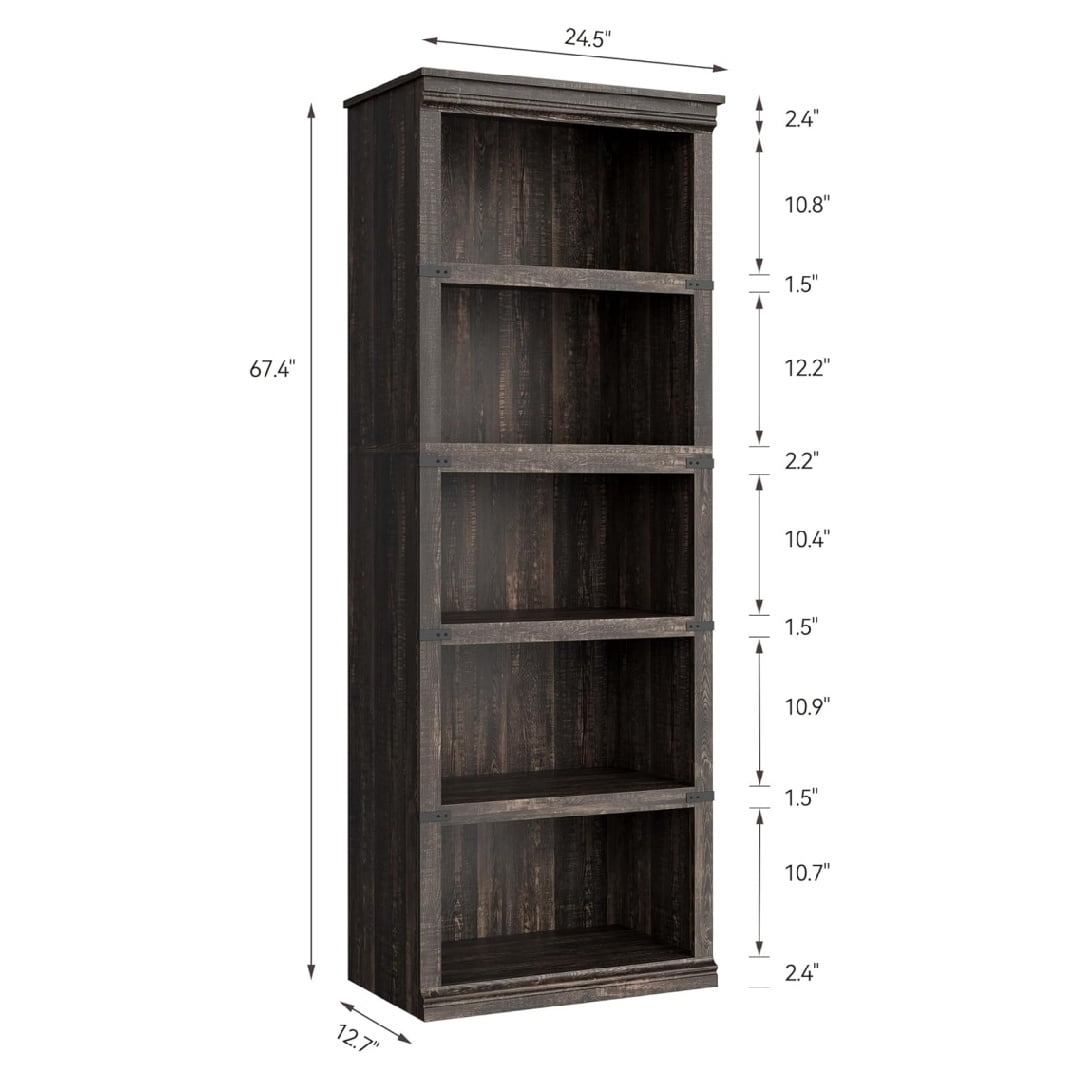 3/5-Tier Bookshelves and Bookcases Farmhouse Book Shelf with Storage Open Display Bookshelves 40/67.4" Tall Book Case Floor Standing Home Decor Furniture for Home Office Living Room Bed Room