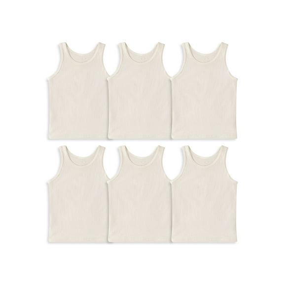 Fruit of the Loom Toddler Girl Natural Cotton Tank Top Undershirts, 6 Pack, Sizes 2T-5T