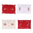 thumbnail image 3 of 4pcs Christmas Embroidered Eat Mat Christmas Dining-table Decoration Santas Bell Candle Walking Stick Embroidered Placemat Christmas Dinner Mat Christmas Desktop Adornments Random Style, 3 of 7