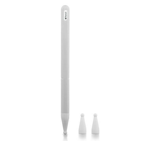 - Silicone Case For Apple Pencil (2nd Generation) / iPencil 2nd Gen Rubber Sleeve Holder Grip + Nib Cover (2 Pieces) Accessories Kit Pen Non-Slip Pouch Skin Pocket Protector Case - WHITE