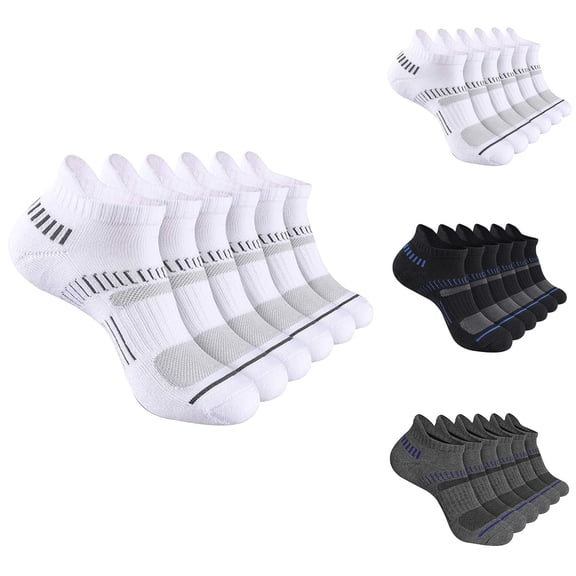 Men's Color Short Basketball Socks 6 Pack Lightweight Breathable Athletic Ankle Socks