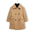 thumbnail image 4 of eczipvz Boys Thick Dress Coats Double Trench Coat Winter Pea Coat with Pockets(Khaki,1-2 Years), 4 of 5