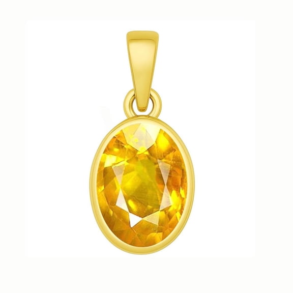 Natural Yellow Sapphire (Pukhraj) Pendant for Jupiter | Energised Panchdhatu Pendant | Prosperity & Wisdom Stone
