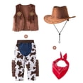 thumbnail image 3 of Kogui Cowboy Costume Kids Boys Toddler Cowboy Costume with Hat Halloween Party Dress Up 3T 4T (Coffee,3-4 Years), 3 of 5