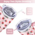 thumbnail image 5 of 40oz Cute Red Strawberry Stainless Steel Flip Straw Tumbler Spill Proof Travel Cup Double Wall Vacuum Insulated Coffee Mug with Top Handle, 5 of 6