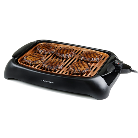 Ovente Electric Indoor Grill with Non-Stick 13 x 10 Inch Plate and Temperature