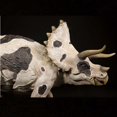 thumbnail image 2 of Nanmu Dinosaurs Triceratops Figure - Unique White/Black Color Animal Model with Distinctive Horn Damage, 2 of 4