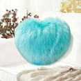 thumbnail image 4 of Heart Shaped Throw Pillow, Faux Fur Plush Decorative Cushion for Couch Bed, Cute Gift for s Valentine's Day Christmas(Sky Blue), 4 of 6
