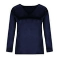 thumbnail image 7 of Samickarr Silk Satin blouses for women long sleeve elegant Solid color V-Neck Long Sleeve Casual Loose fit Work Blouse Shirts Pullover Tops, 7 of 7
