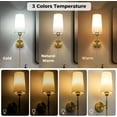 thumbnail image 2 of NookNova Dimmable 2-Light LED Brass Battery Powered Wall Sconces (2 Count) Rechargeable Wall Light with Remote,Wireless Battery Operated Wall Lamp For Bedroom, Living Room, Hallway, 2 of 8