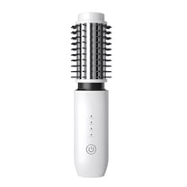 3-in-1 Portable Cordless Hair Curling Iron Brush Straightener Comb, White