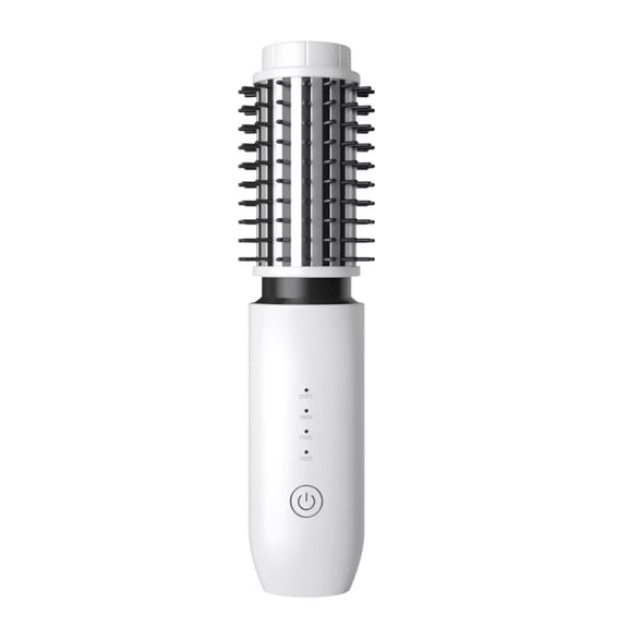 3-in-1 Portable Cordless Hair Curling Iron Brush Straightener Comb, White