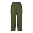 thumbnail image 6 of BRDFRL Pull On Capri Pants for Women Elastic Waist Cropped Stretch Office Pants with Pockets Army Green L, 6 of 8