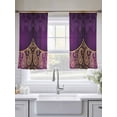 thumbnail image 5 of Purple Boho Floral Sheer Curtains 45 Inch Length 2 Panels Set Window Treatments, Vintage Ethnic Tribal Abstract Art Rod Pocket Semi Curtains for Living Room/Bedroom/Kitchen Décor, 104"W x 45"L, 5 of 7