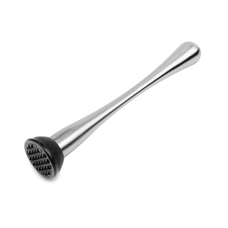 Cocktail Muddler, Professional Stainless Steel Ice Pestle (9 inch) with Grooved Spiky Nylon Head for Bartender, Muddle & Mix Homemade Drinks Mojito Old Fashioned