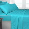 thumbnail image 3 of 5 Piece Sheet has Zippers Sheet Set, Queen Size 12 Inch Deep Pocket, 800 TC, Stripe Turquoise Blue Color., 3 of 9
