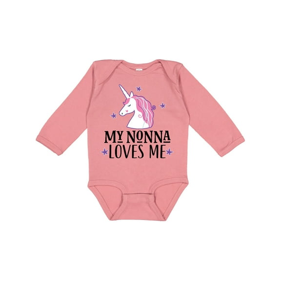 Inktastic My Nonna Loves Me Unicorn Girls Long Sleeve Baby Bodysuit
