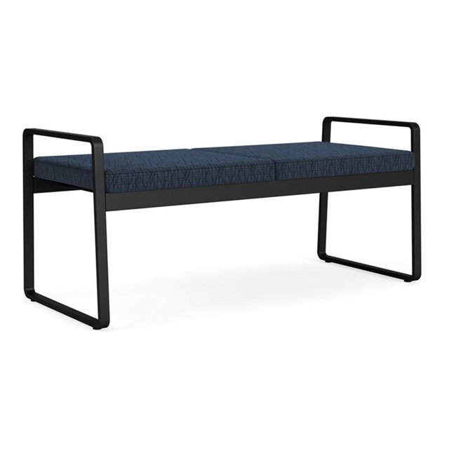 Gansett Reception Waiting Room Steel 2-Seat Bench / Black Steel / Blue