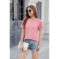 thumbnail image 3 of Camisetas de Corta con Encaje para Mujer, Estilo Ejecutivo, Color Rosa, Talla L, 3 of 9
