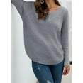 thumbnail image 2 of JINMGG V Neck Sweaters for Women Fall Winter Clearance,Women's Long Sleeve Solid Color Top V-neck Sweater V-neck Sweater, 2 of 3