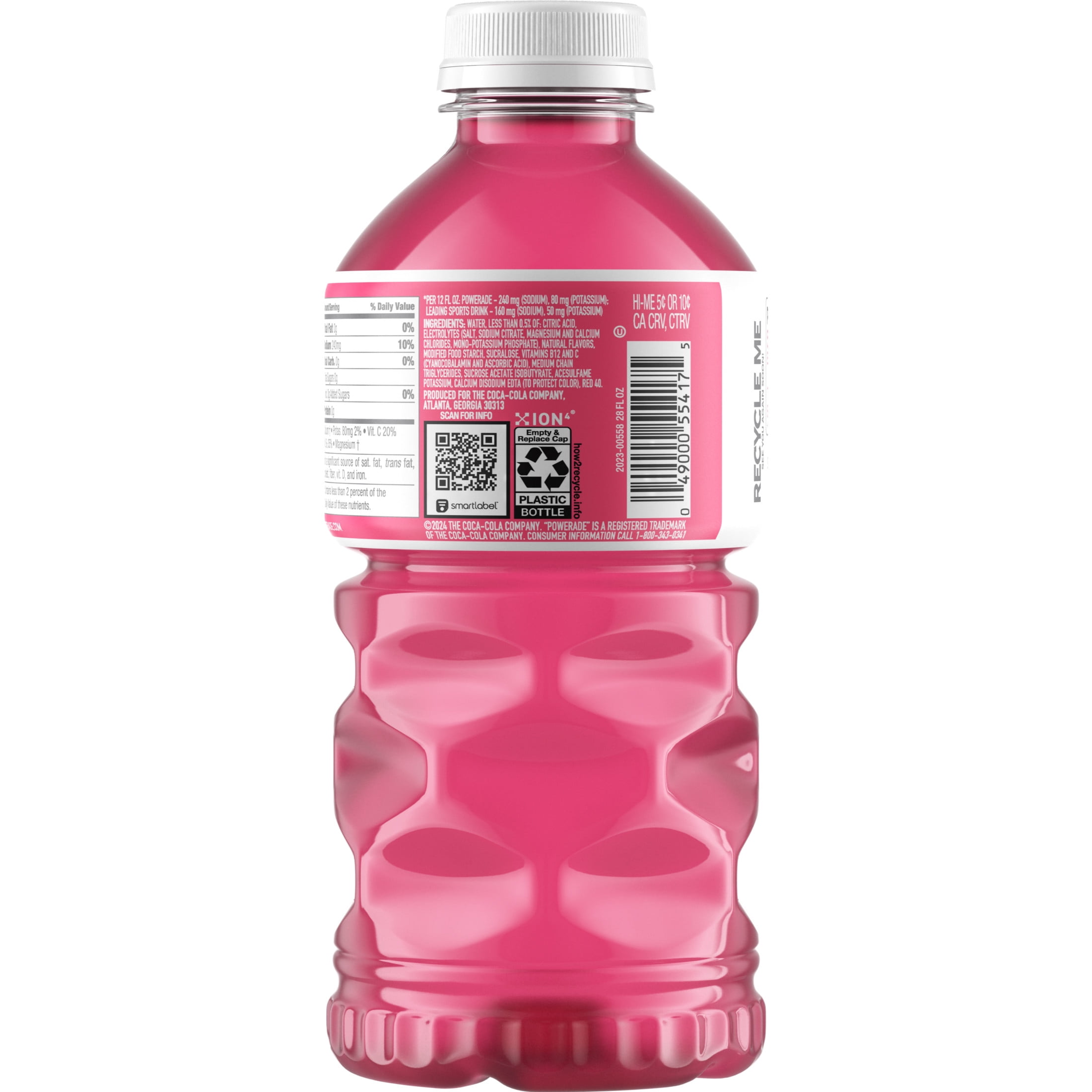 POWERADE Zero Sugar Strawberry Smash Electrolyte Sports Drink Bottle, 28 fl oz