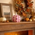 thumbnail image 4 of Fall Pink Ceramic Pumpkin Decor Heart Pattern Glossy Finish Tabletop Ornament for Tiered Trays Mantel Shelf and Halloween Party Supplies, 4 of 5