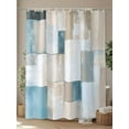 thumbnail image 4 of Fsddascl Abstract Blue Brown Shower Curtain Set - 54" x 78" Washable Bathtub Curtain with 12 Hooks, Oil Painting Simple Color Blocks Waterproof Fabric Stall Shower Curtains for Bathroom/Bathtub, 4 of 6