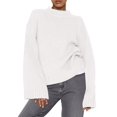 thumbnail image 3 of Women'S Long Sleeve Ribbed Knit Loose Pullover Sweater Tops Fuzzy Knit Casual Chunky Fall Outfits Clothes White XL, 3 of 9