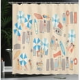 thumbnail image 3 of Ambesonne Tropical Shower Curtain, Beach Scene Top View Coast, 69"Wx75"L, Ecru and Sea Blue, 3 of 4