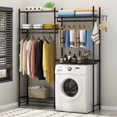 thumbnail image 4 of Heavy Duty Laundry Shelf, 5-Tier Over Washer Dryer Organizer with Wire Basket & Hanging Hook, Adjustable Drying Rack for Bathroom Bedroom, Black, 4 of 6