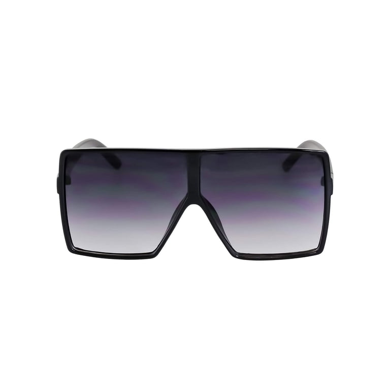 Oversized Exaggerated Flat Top Huge Shield Square Sunglasses 