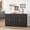 Black, variant on PYY Black Tall Kitchen Pantry Cabinet with Microwave Hutch, Modern Coffee Station Buffet Sideboard Cabinet with Tempered Glass Doors & Adjustable Shelves, Freestanding Display Storage Rack Cupboard
