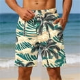thumbnail image 2 of Men's Beach Shorts Printed Casual Athletic Shorts Elastic Waist Drawstring Side Pockets Quick Dry Lightweight Swim Trunks for Summer Vacation Light Blue L, 2 of 6