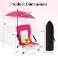 thumbnail image 3 of Costway 1 PCS Portable Beach Umbrella Chair with Hexagonal Parasol Comfy Armrest Breathable Seat Pink, 3 of 10