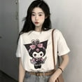thumbnail image 2 of Kuromi T-shirt Women Cotton Fashion Tees Shirts Kawaii Sanrio Melody Cartoons Oversize Fashion Casual Clothes Streetwear Y2K Top, 2 of 23