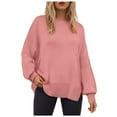 thumbnail image 1 of WUANDIXFA Chandails Décontractés pour Femmes Chandails Légers pour Femmes Chandails à Manches Longues Fente Latérale Col Rond Chandails Molletonnés à Enfiler Hauts de Mode pour Femmes Vêtements Corset Vêtements d'Extérieur Rose,G, 1 of 5
